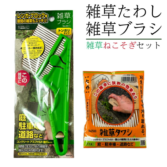 【お買い物マラソン ポイント5倍 4/24 20:00~】雑草たわし＆雑草ブラシ(トンダリタイプ) 雑草ねこそぎセット 草取り 根こそぎ 除草ツール 草刈り 草抜き ガーデニング用品のサムネイル