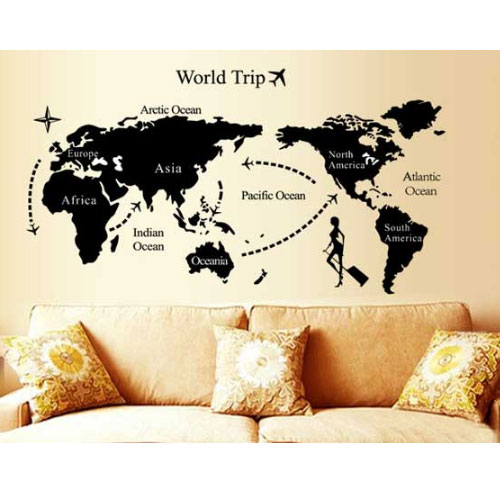 ウォールステッカー 世界地図 シール式 インテリア wall sticker 壁紙 北欧 飾り 内装 カッティングシート DIY リフォーム パーティ ガーデニング 60cm×90cm