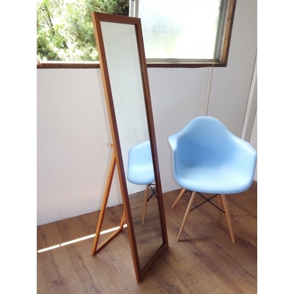 ミラー 鏡 おしゃれ 全身 姿見 木製 家具 インテリア チーク 突き板 スタンドミラー 40cm 【TK-40】 [2]