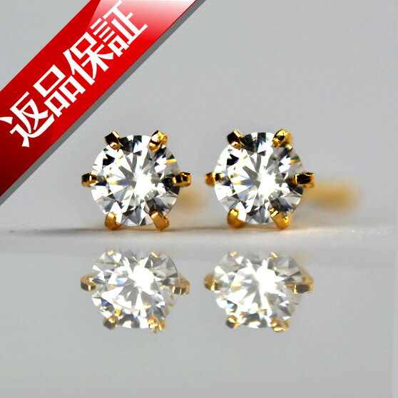 ピアス レディース 日本製 6本爪 K18 18k 18金 K18YG K18WG キュービット&ハート