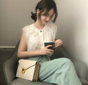 【送料無料】 4color レース ポイント スリーブレス ニット
