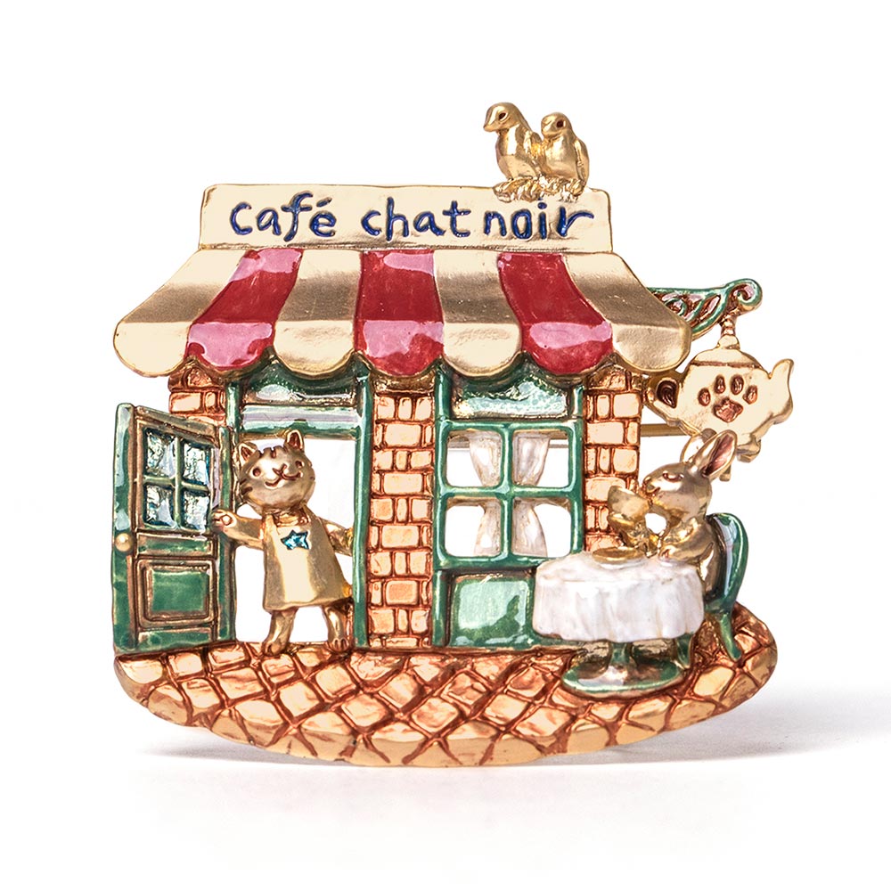 黒猫店長のカフェブローチ：Paln...