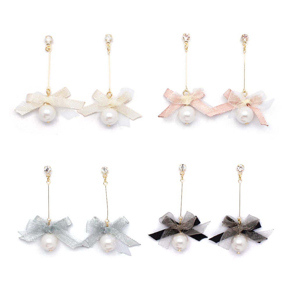 mix ribbon pearl ピアス：zoule（ゾーラ）
