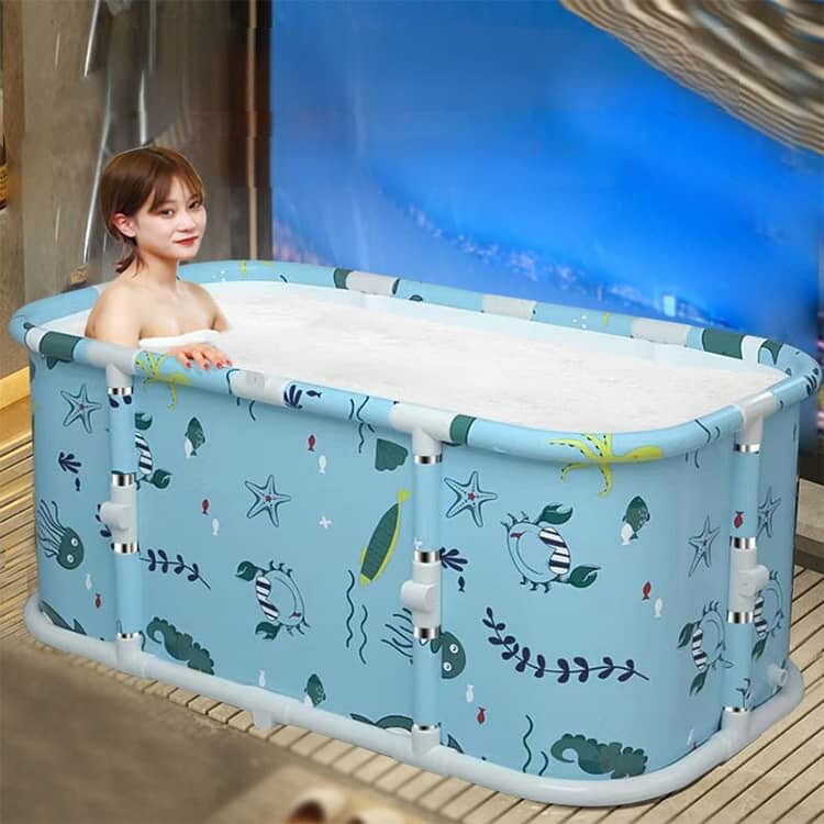 コンパクト ポータブル浴槽 折り畳み 長方形 1.2M バスタブ 大型 収納便利 完成品 ...