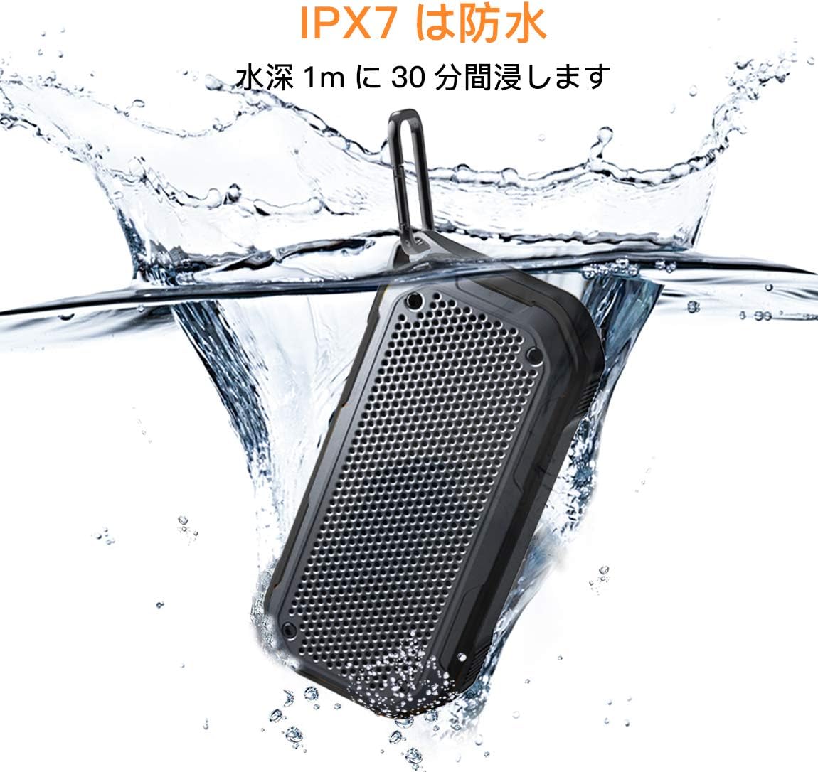 【10％OFF】BT708 24時間連続再生 ワイヤレス Bluetoothスピーカー 完全ワイヤレス IPX7防塵 防水 屋外ポータブル バスルーム バスタブ 低音ブースト 大音量 マイクロTFカード USB充電 AUXインターフェース TWS機能