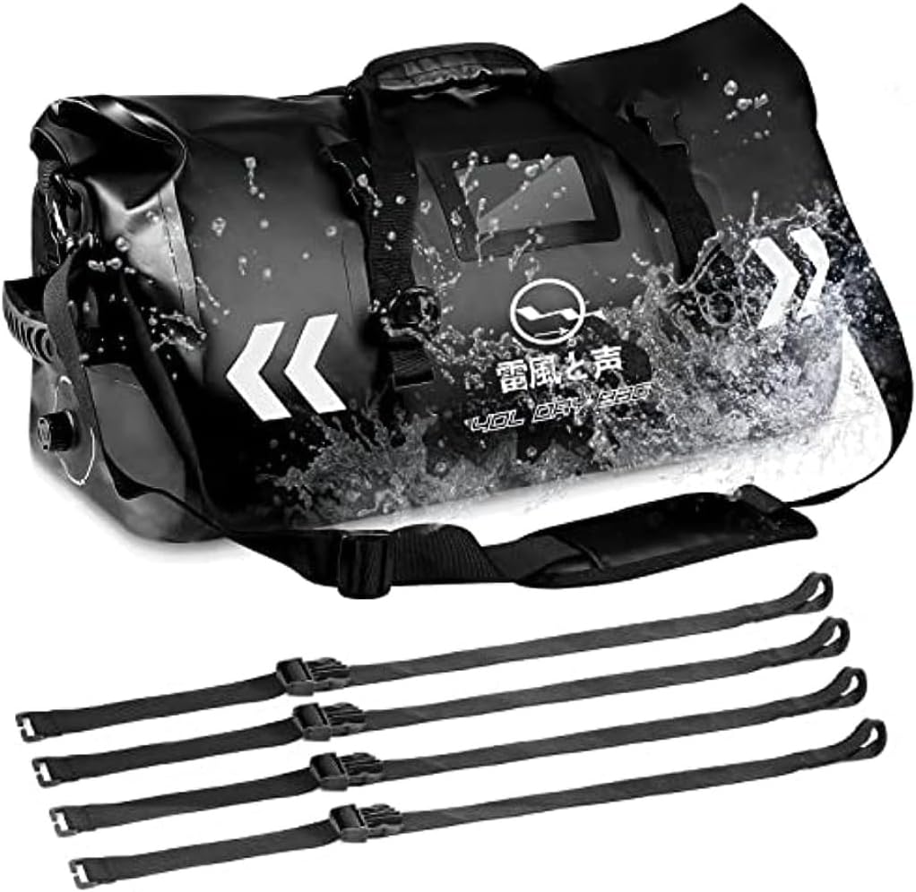Rakuten - 【10％OFF】防水ダッフルバッグ 多機能キャリアバッグ バイク シートバッグ ドライバッグ 大容量 40L ショルダーストラップ付き 反射テープ付き ワンタッチ装着 ツールバッグ 拡張機能あり 軽量 小物入れ 大容量 耐摩耗性 耐久性 盗難防止 収納便