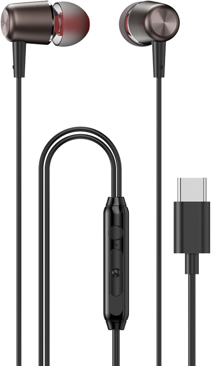Rakuten - 磁気タイプ C ヘッドフォンマイクどこでもクリアなサウンドをお楽しみくださいランニング & エクササイズイヤホン HiFi サウンドヘッドセット