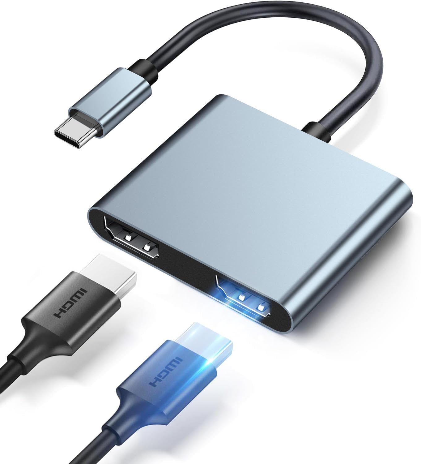 USB C HDMI 変換アダプター Vihux デュアル Type-C マルチディスプレイアダプタ 3画面 拡張/複製 4K映像出力 Type-c USB-Cディスプレイアダプタハブ HDMI 分配器 拡張モード対応 MackBook/Surface Go/他のタイプC デバイス対応 商品詳細 長さ 10cm カラー グレーUSB C HDMI 変換アダプター Vihux デュアル Type-C マルチディスプレイアダプタ 3画面 拡張/複製 4K映像出力 Type-c USB-Cディスプレイアダプタハブ HDMI 分配器 拡張モード対応 MackBook/Surface Go/他のタイプC デバイス対応 注意事項：お使いのモニターの発色具合によって、実際のものと色が異なる場合がございます。