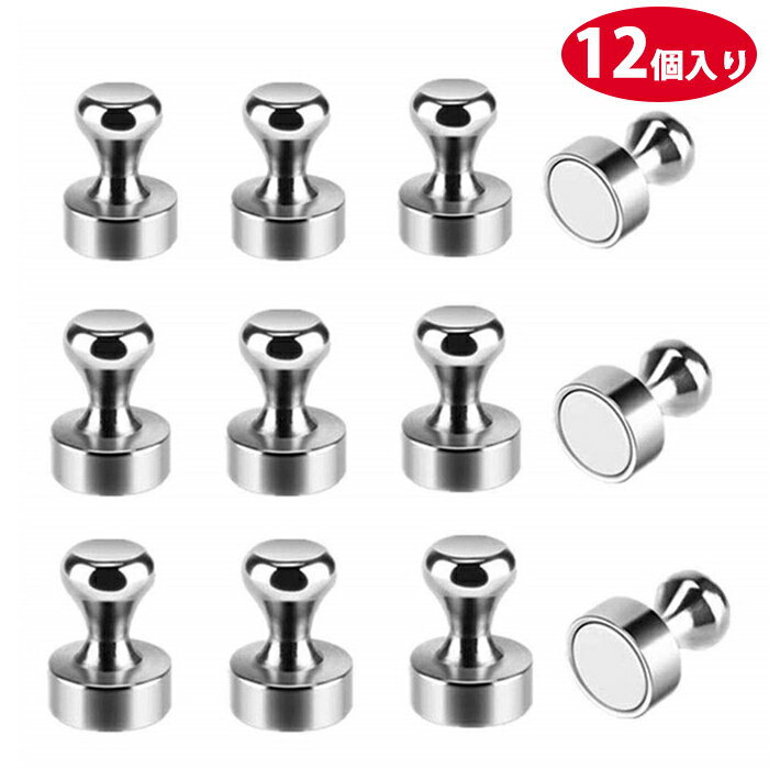 マグネット ピン 超強力マグネットピン 12個セット 超強力 マグネット 12*16mm 磁石付き 磁石押しピン 強力 耐久性 錆びにくい 冷蔵庫 地図 ホワイ...