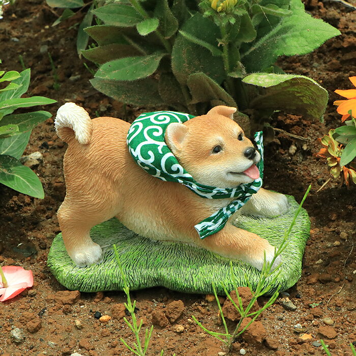 【買い物マラソン・送料無料】柴犬置物 かわいいオブジェ 庭 柴犬 柴旅A 置物 樹脂製 庭 雑貨 フィギュア高級 オーナメント ドッグ 犬の置物 お洒落 13474 リュウカガーデンニング