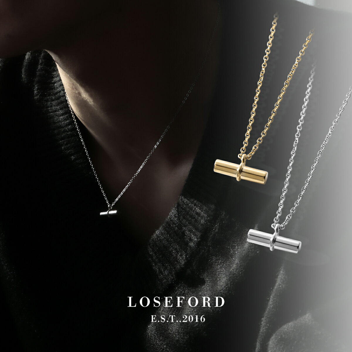 【LOSE FORD 公式】 316L Tバー ネックレス レディースネックレス ジュエリー ハワジュ ジュエリー アクセサリー スティック バー レディース ユニセックス ペア ゴールド シルバー ステンレス 金属アレルギー 対応 ギフト シンプル 人気 プレゼント N77