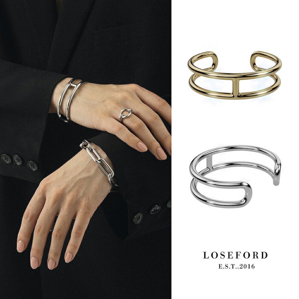 【LOSE FORD 公式】 Hバングル レディースバングル つけっぱなし レディースアクセサリー H バングル ステンレス ゴールド シルバー ペア ユニセッ...