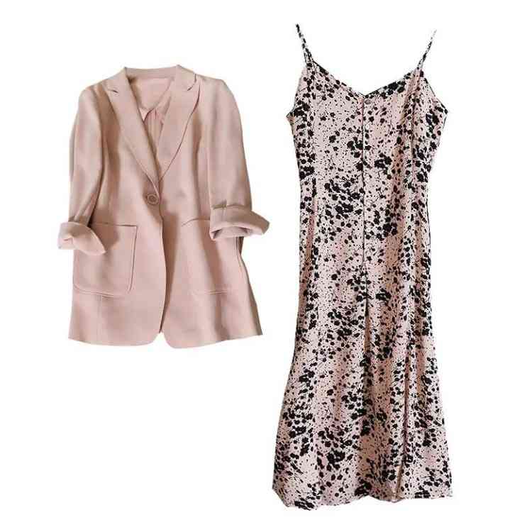 ワンピース2点セット レディース 30代 40代 キレイめ マキシワンピース 春夏 キャミワンピース 花柄ロング丈スカート 七分袖スーツジャケット オシャレセットアップ 大人可愛い uv対策 送料無料 通勤 普段着 お洒落 謝恩会 披露宴 同窓会 女子会 結婚式