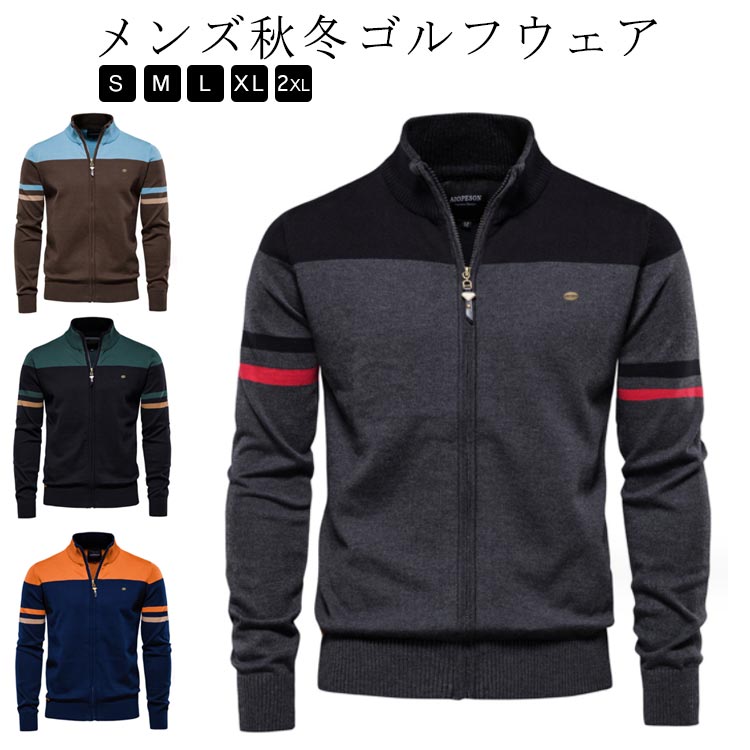 가을 40 대 고급 골프웨어 하프 Zip 겨울 스탠드 컬러 니트 50 대 남성 긴팔 하이넥 서 칼라 캐주얼 30 대 스웨터 남성 60 대 가을 겨울 개성적 어른 캐주얼 세련된 긴팔
