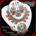 ベリーダンス 衣装 チョリ パンツ スカート 格安 アクセサリー レッスン髪飾り ヘッドドレスデザイナーズ☆ジュエルセット《シルバー・レッド・トラディショナルビ...