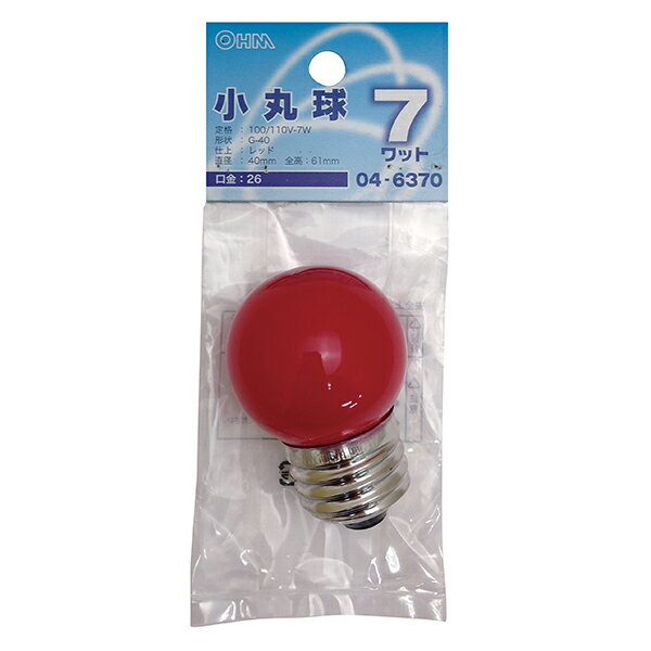 オーム電機 ミニボール球（7W/レッド/G40/E26） 1