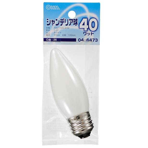Rakuten - オーム電機 シャンデリア球（40W/ホワイト/C-37/E26）