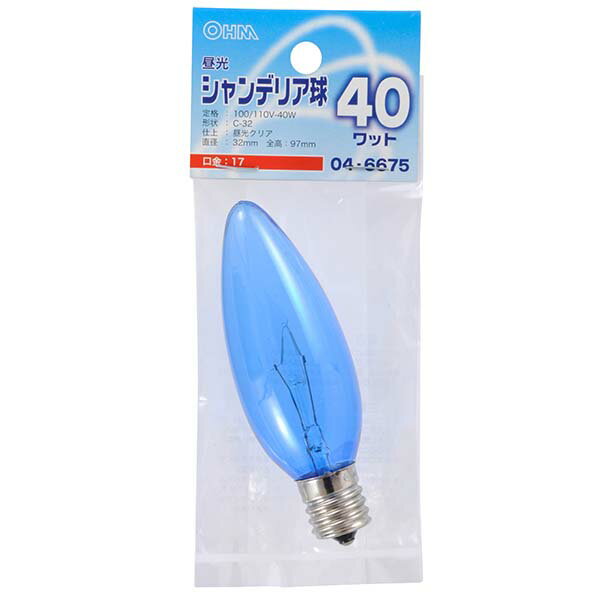 オーム電機 昼光シャンデリア球（40W/クリア/C-32/E17） 1