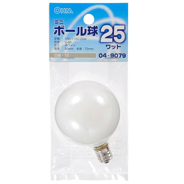 Rakuten - オーム電機 ミニボール球（25W/ホワイト/G50/E12）