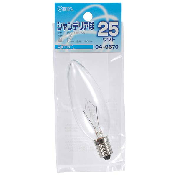 Rakuten - オーム電機 シャンデリア球（25W/クリア/C-32/E14）
