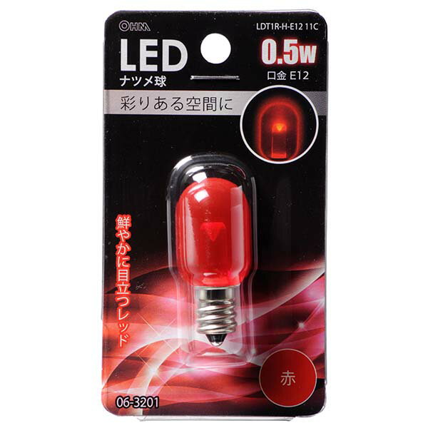 Rakuten - オーム電機 LEDナツメ球 クリア（0.5W/赤/E12）