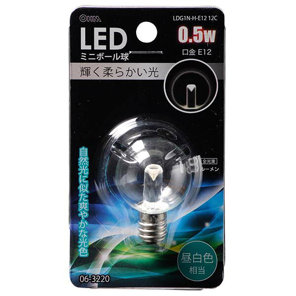 Rakuten - オーム電機 LEDミニボール球 クリア（0.5W/昼白色/E12）
