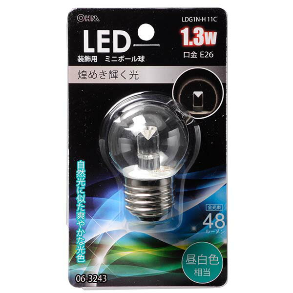 Rakuten - オーム電機 LEDミニボール球 クリア（1.3W/昼白色/E26）