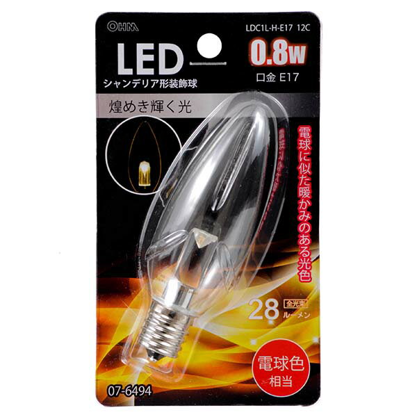 Rakuten - オーム電機 LEDシャンデリア球 クリア（0.8W/28lm/電球色/E17）