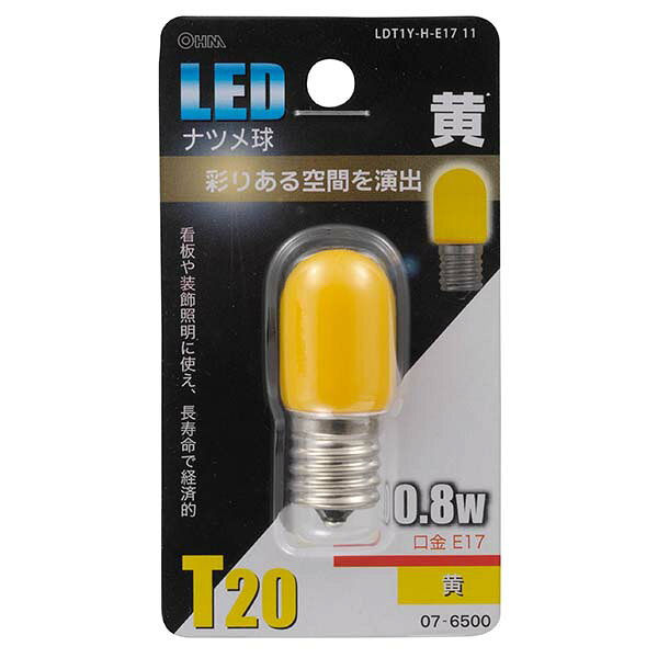 Rakuten - オーム電機 LEDナツメ球（0.8W/黄/E17）