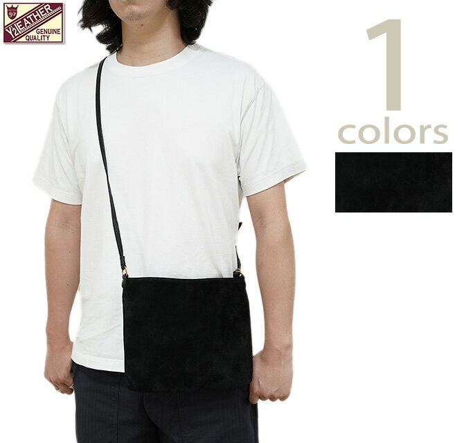 楽天Lua Shoppingワイツーレザー　Y'2 LEATHER　BG-18　ホースハイドサコッシュ [ Natural Scar Horse Roughout ] [ 馬革 ] [ BLACK ] [ Sacoche ] [ 日本製 ] [ アメカジ ] [ メンズ ]