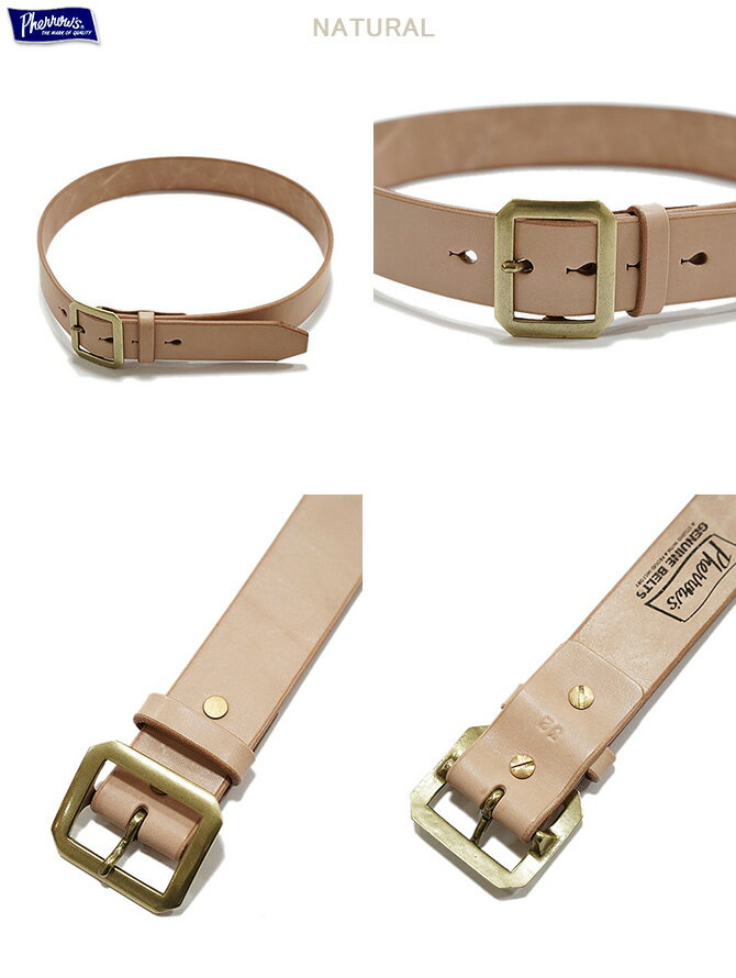 フェローズ　Pherrow's　PLB1-B　サドルレザーシングルピンベルト [ BRASS BUCKLE ] [ ベルト ] [ アメカジ ] [ メンズ ]