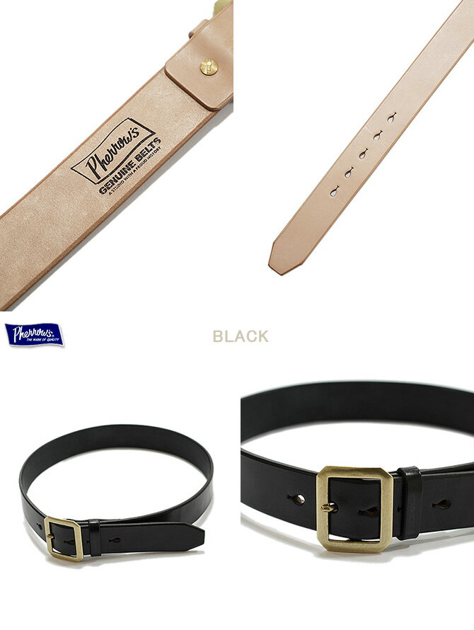フェローズ　Pherrow's　PLB1-B　サドルレザーシングルピンベルト [ BRASS BUCKLE ] [ ベルト ] [ アメカジ ] [ メンズ ]