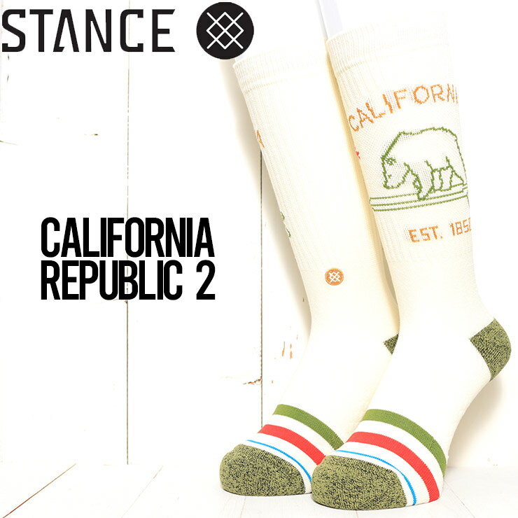 【クリアランスセール】 【送料無料】 STANCE スタンス CALIFORNIA REPUBLIC 2 SOCKS ソックス 靴下 ユニセックス A556D21CAL