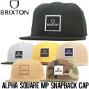 楽天LUG Lowrs【クリアランスセール】 スナップバックキャップ 帽子 BRIXTON ブリクストン ALPHA SQUARE MP SNAPBACK CAP 11199