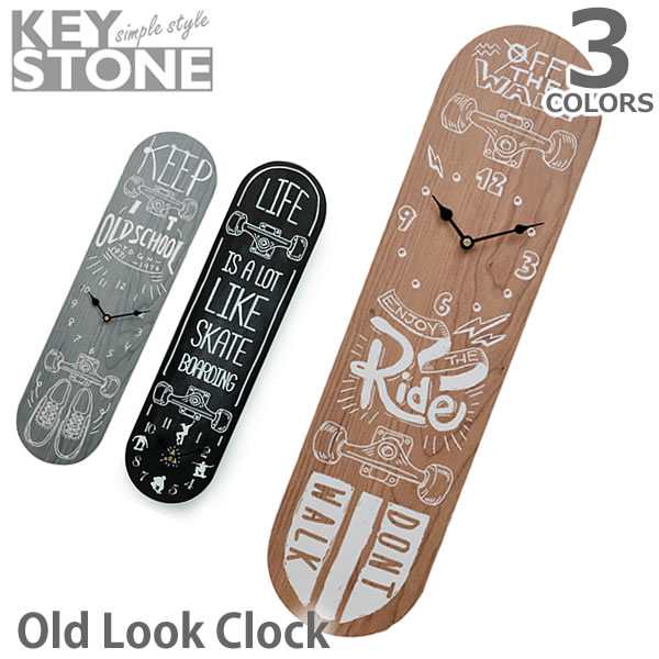 キーストーン/KEY STONE オールドルッククロック スケートボード OLLCSK 時計 掛け時計 置き時計 ヴィンテージ レトロ おしゃれ　3COLOR【あす楽】