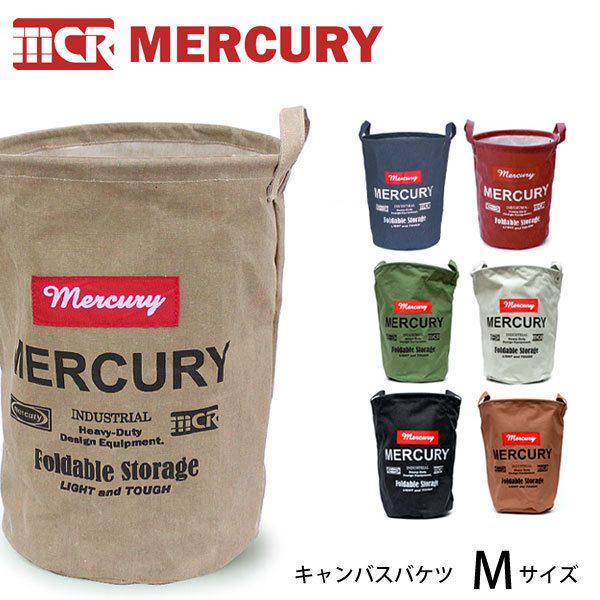 マーキュリー/MERCURY キャンバスバケツ　M MECABUM Canvas Bucket アメリカン雑貨　洗濯カゴ 収納 おもちゃ箱 ゴミ箱 インテリア 折りたたみ ランドリーバケツ