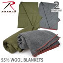 ロスコ /Rothco 55 WOOL BLANKETS 10430 10429 ブランケット 毛布 カーキ/グレー 大判 薄手 ウール ミリタリー 米軍 キャンプ 【あす楽】