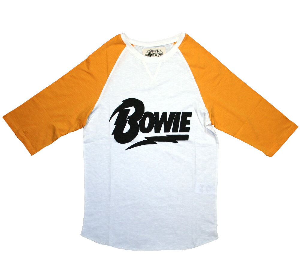  David Bowie / Lightning Logo Raglan Tee (White / Yellow) -  デヴィッド・ボウイ ラグラン Tシャツ