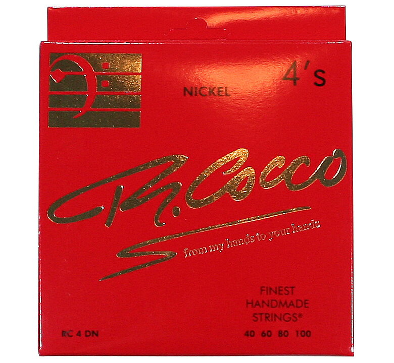 RICHARD COCCO SENIOR ELECTRIC BASS STRINGS 4’s / RC 4DN (.040-.100) イタリアの古き良き弦楽器製作のノウハウをダイレクトに受け継ぐ伝説の弦。 Richard Cocco Seniorの弦は伝統的な製弦機と良質な材料のみを使用し、今以て職人による手巻きという製法に頑なにこだわっています。 ・品番: RC 4DN ・4弦用ベース弦 ・Nickel Round Wound [String Gauges] 1st G .040 2nd D .060 3rd A .080 4th E .100