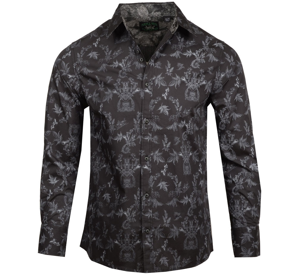 [JIMI HENDRIX COLLECTION] Drifter's Escape Dress Shirt (H-Black) [RRJH1184-H-BLACK] - W~EwhbNX Vc