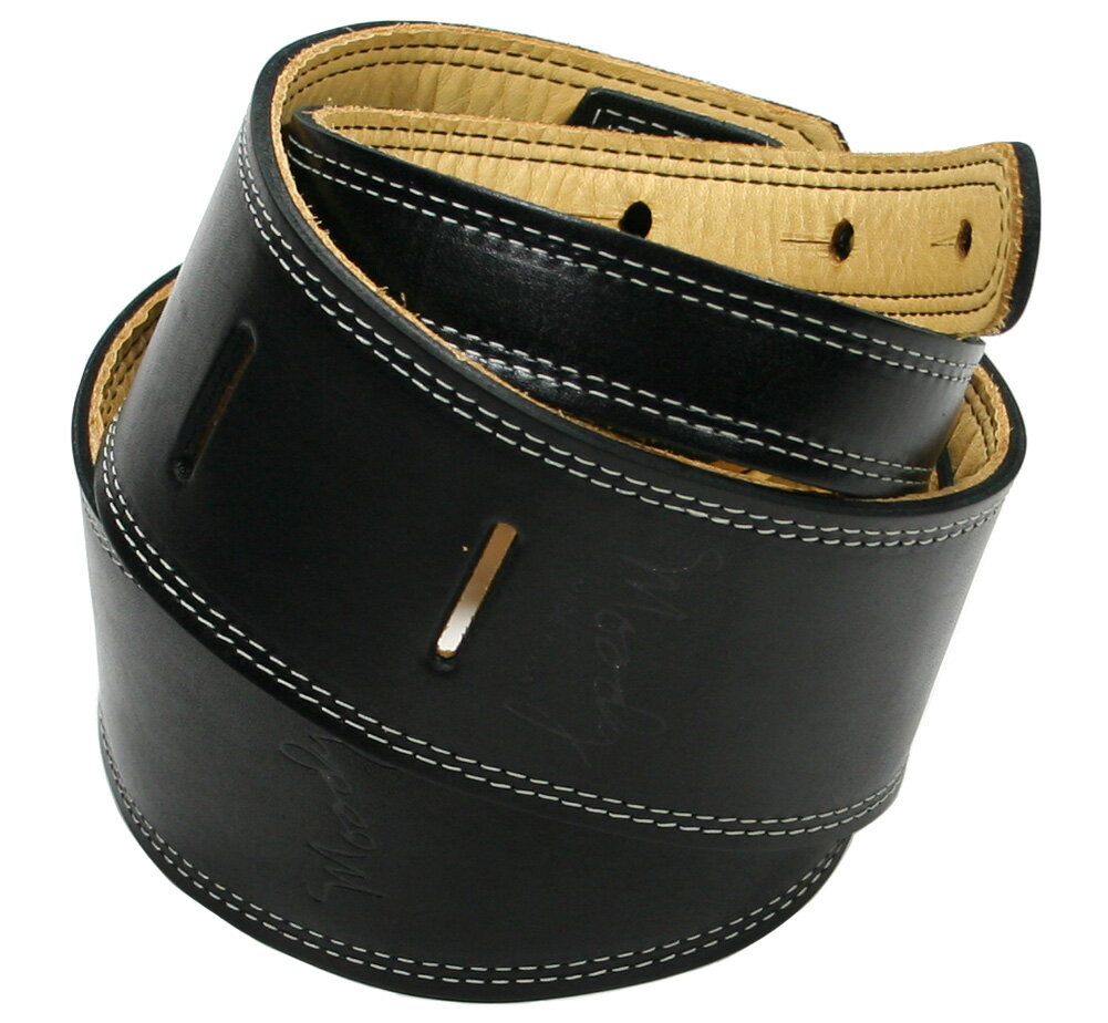 Moody Leather Leather Backed Guitar Strap Standard / 2.5 (Black/Cream/Black) - ムーディー レザー ストラップ