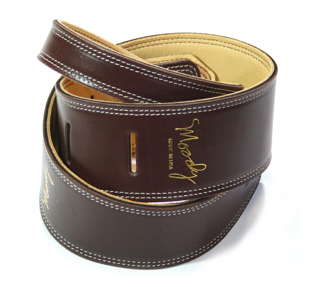 Moody Leather Leather Backed Guitar Strap Standard / 2.5 (Dark Chocolate / Cream) - ムーディー レザー ストラップ