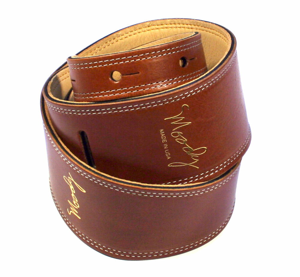 Moody Leather Leather Backed Guitar Strap Standard / 2.5 (Light Brown / Cream) - ムーディー レザー ストラップ