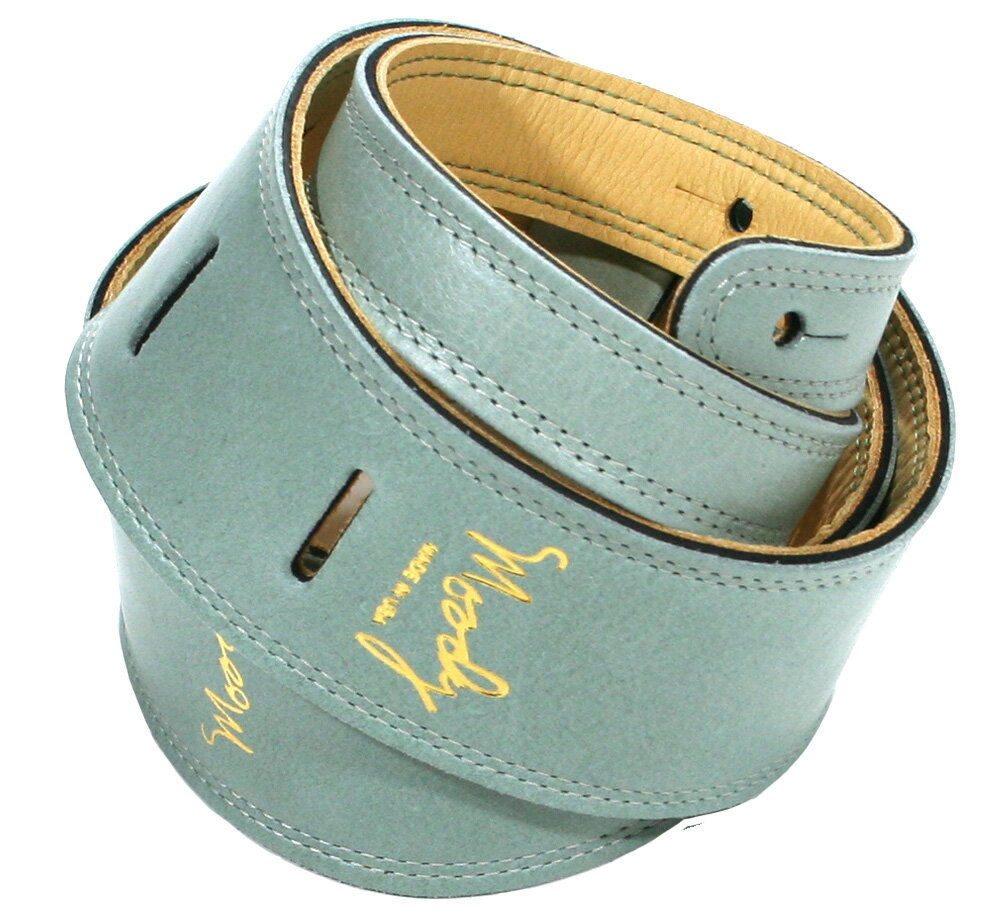 Moody Leather Leather Backed Guitar Strap Standard / 2.5 (Light Green/Cream/Gold) - ムーディー レザー ストラップ