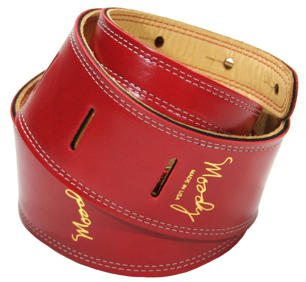 Moody Leather Leather Backed Guitar Strap Standard / 2.5 (Red/Cream/Gold) - ムーディー レザー ストラップ