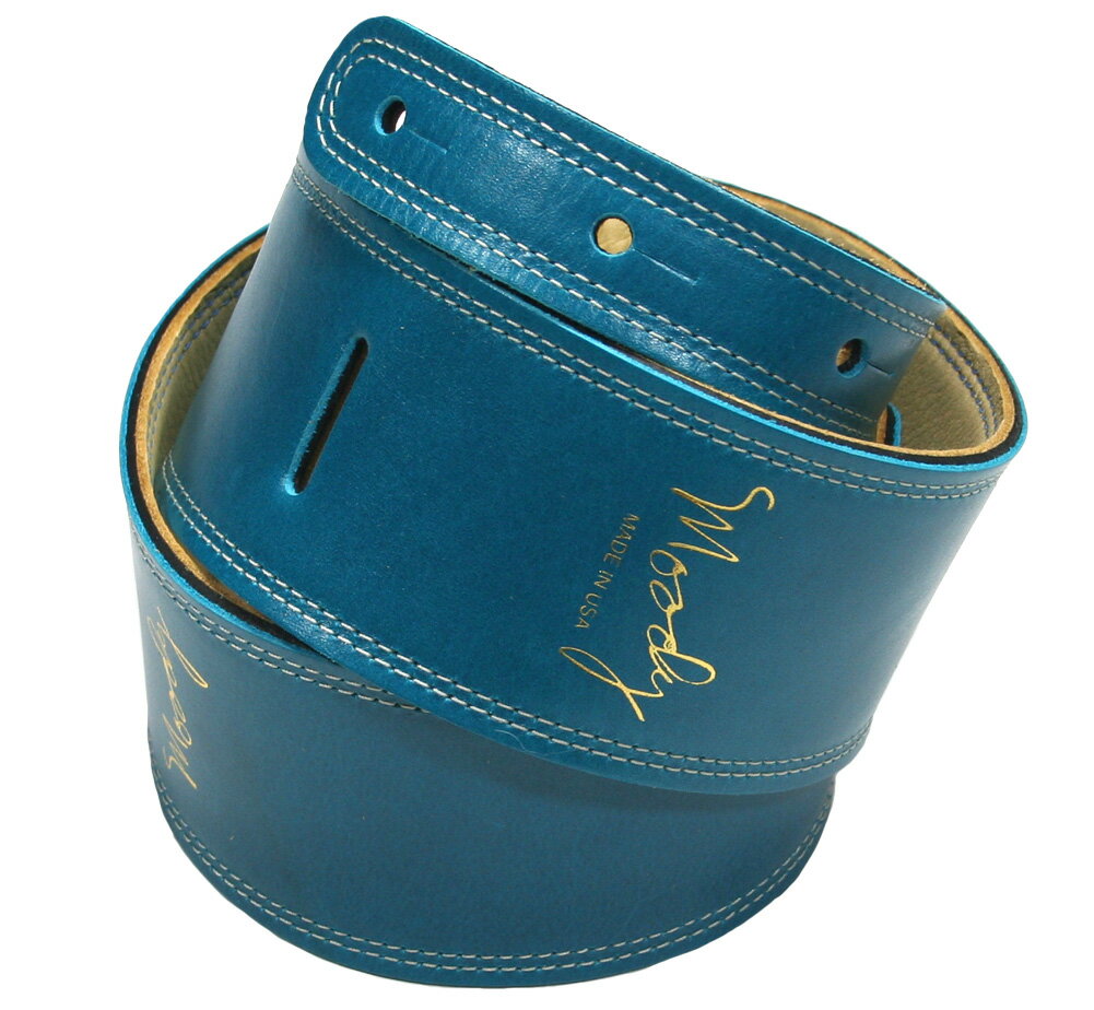 Moody Leather Leather Backed Guitar Strap Standard / 2.5 (Sapphire Blue / Cream) - ムーディー レザー ストラップ