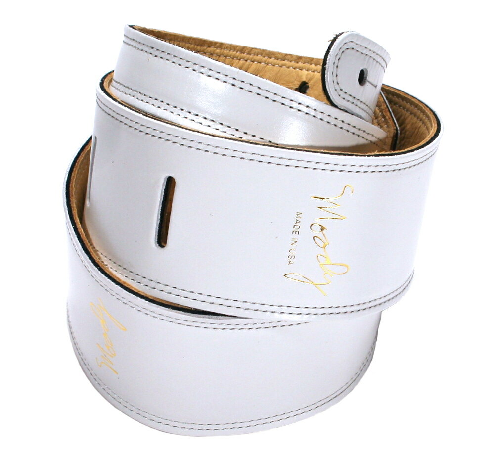 Moody Leather Leather Backed Guitar Strap Standard / 2.5 (White / Cream) - ムーディー レザー ストラップ