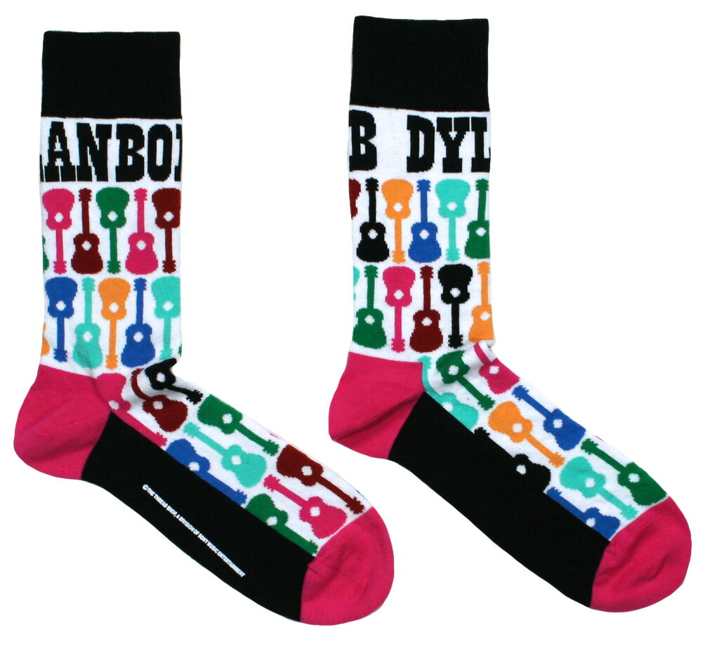 Bob Dylan / Guitar Pattern Socks 1 (White/Black) - ボブ・ディラン ソックス