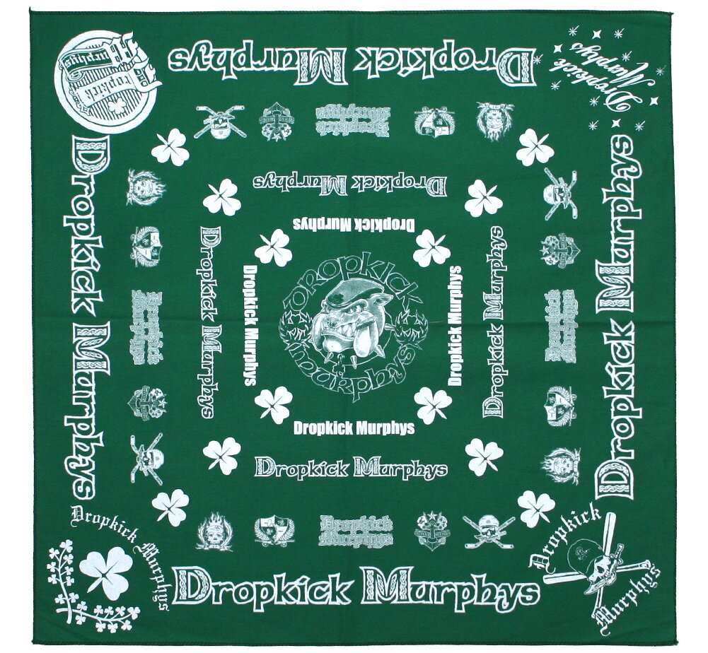 Dropkick Murphys / Bulldog Logo Bandanna (Green) - ドロップキック・マーフィーズ バンダナ