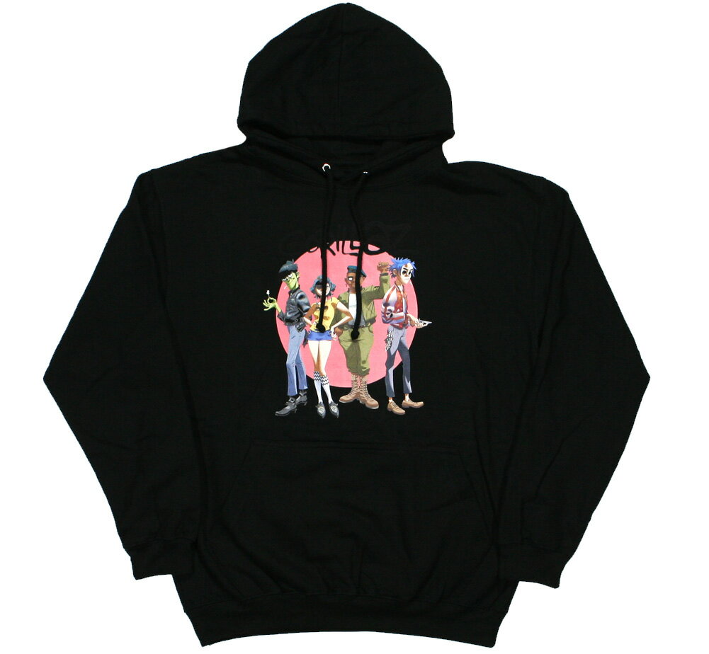 Gorillaz / Group Circle Rise Hoodie (Black) - ゴリラズ フード パーカ